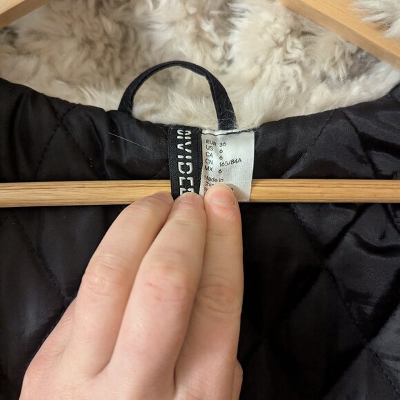 Divided (H&M) Long Warm Winter Coat with Faux Fur Hood, Size 36 - Picture 8 of 15